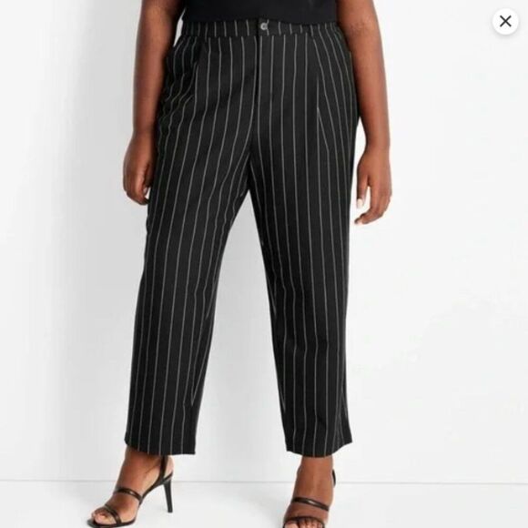 Future Collective x Kahlana Barfield Brown Pinstriped Pants Trouser Size 2 NWT - Picture 1 of 8